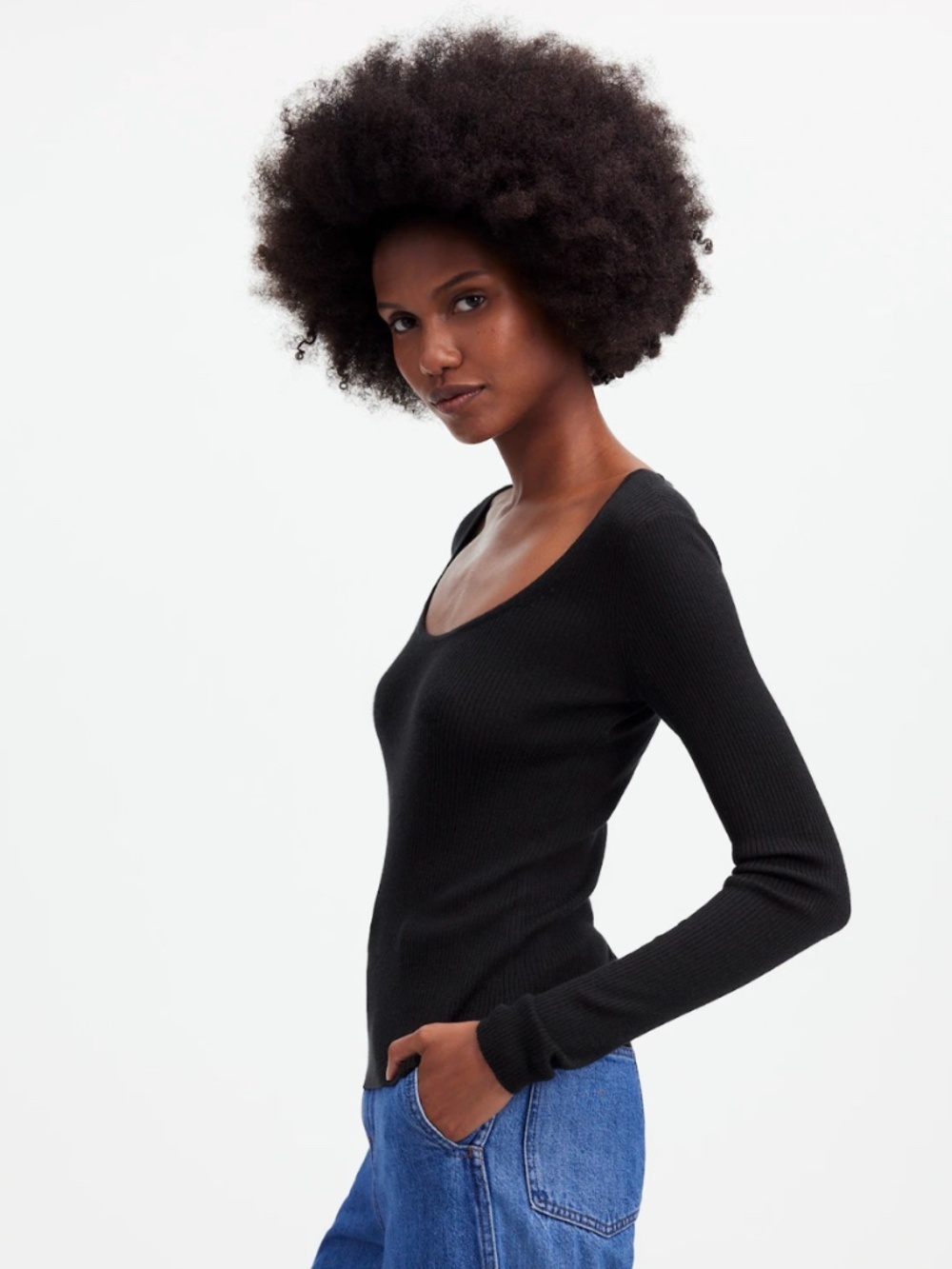 Madewell Merino Wool Silk Blend Scoopneck Sweater Slim Fit - Picture 6 of 8